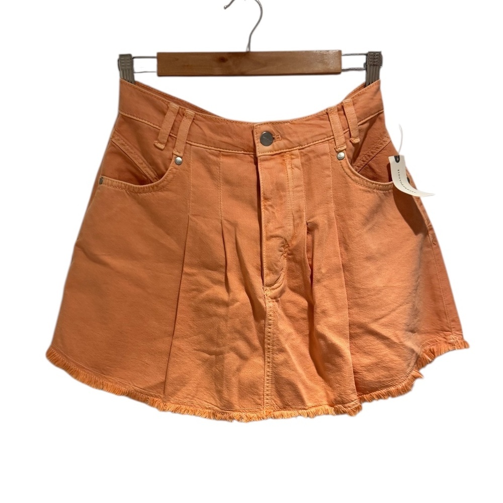 PILCRO ANTHROPOLOGIE orange denim skirt with raw hem - size 6